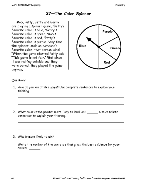 critical thinking worksheet grades 3 5 color game education world
