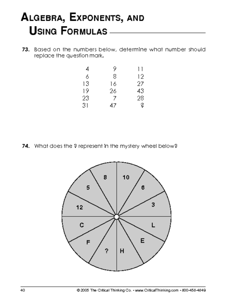 critical thinking worksheet for grade 6