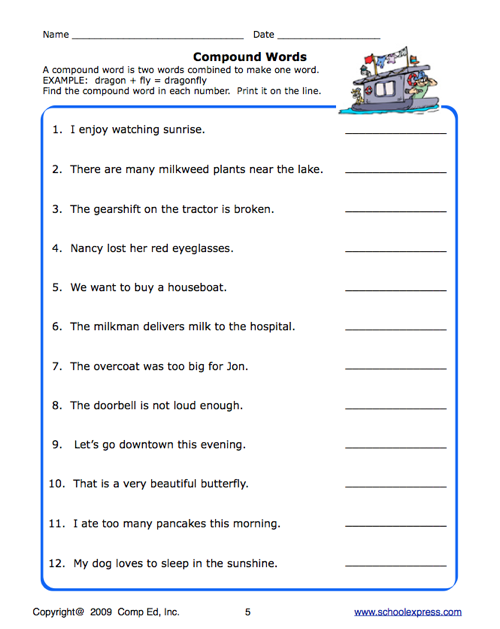 School Express Compound Word Worksheet | Education World