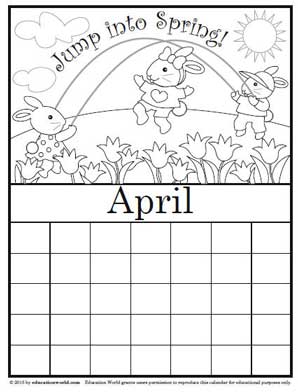 Coloring Calendar April - version 2 | Education World