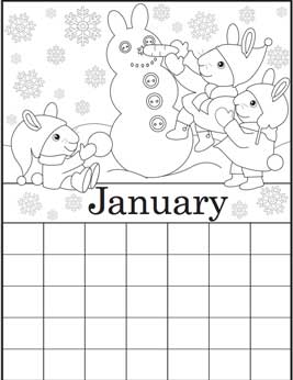 Coloring Calendar January - version 3 | Education World