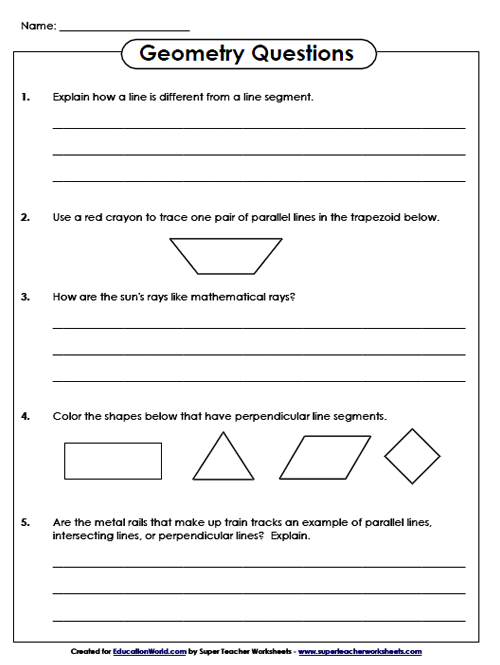 Super Teachers Geometry Questions Worksheet