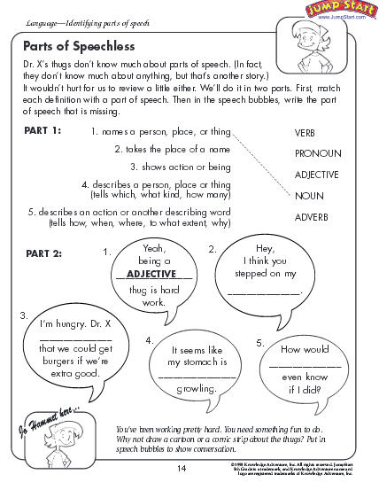 Parts Of Speech Worksheet Download Education World