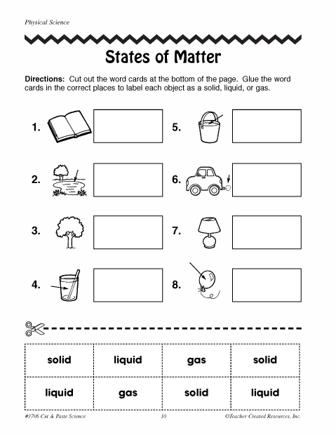 Worksheet On States Of Matter Grade 5