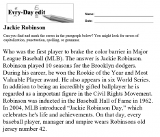 Jackie Robinson Poem Writing Activity