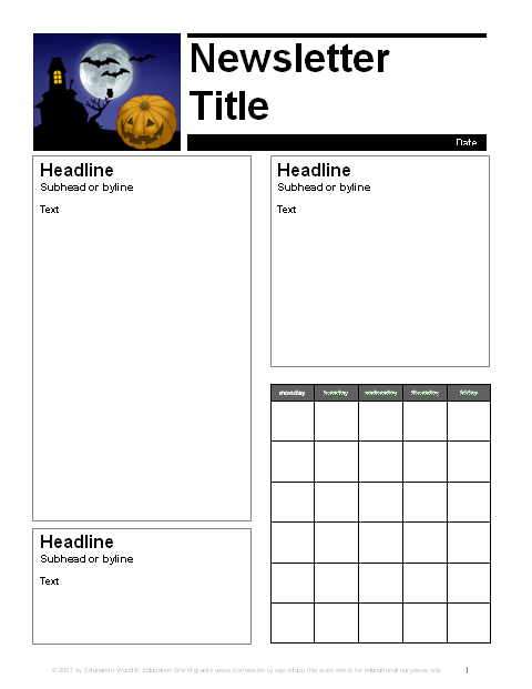 Monthly Classroom Newsletter Template