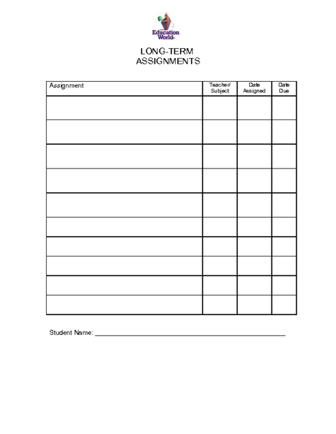 assignments due template