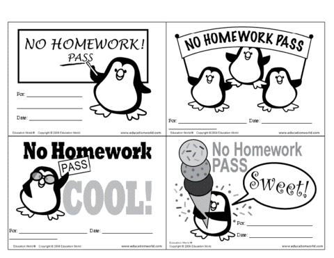 free printable homework pass